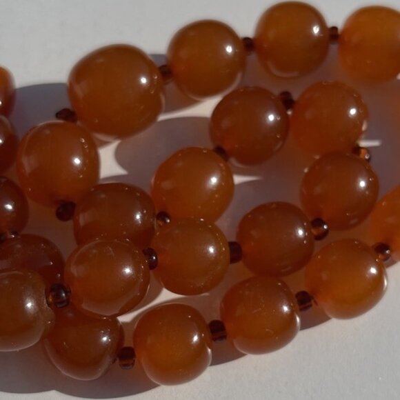 Antique Genuine Baltic Amber Egg Yolk Butterscotch Caramel Necklace Barrel Clasp - Picture 4 of 15